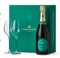 Champagne Canard Duchène Brut Frankrijk in luxe kerst giftbox met 2 glazen