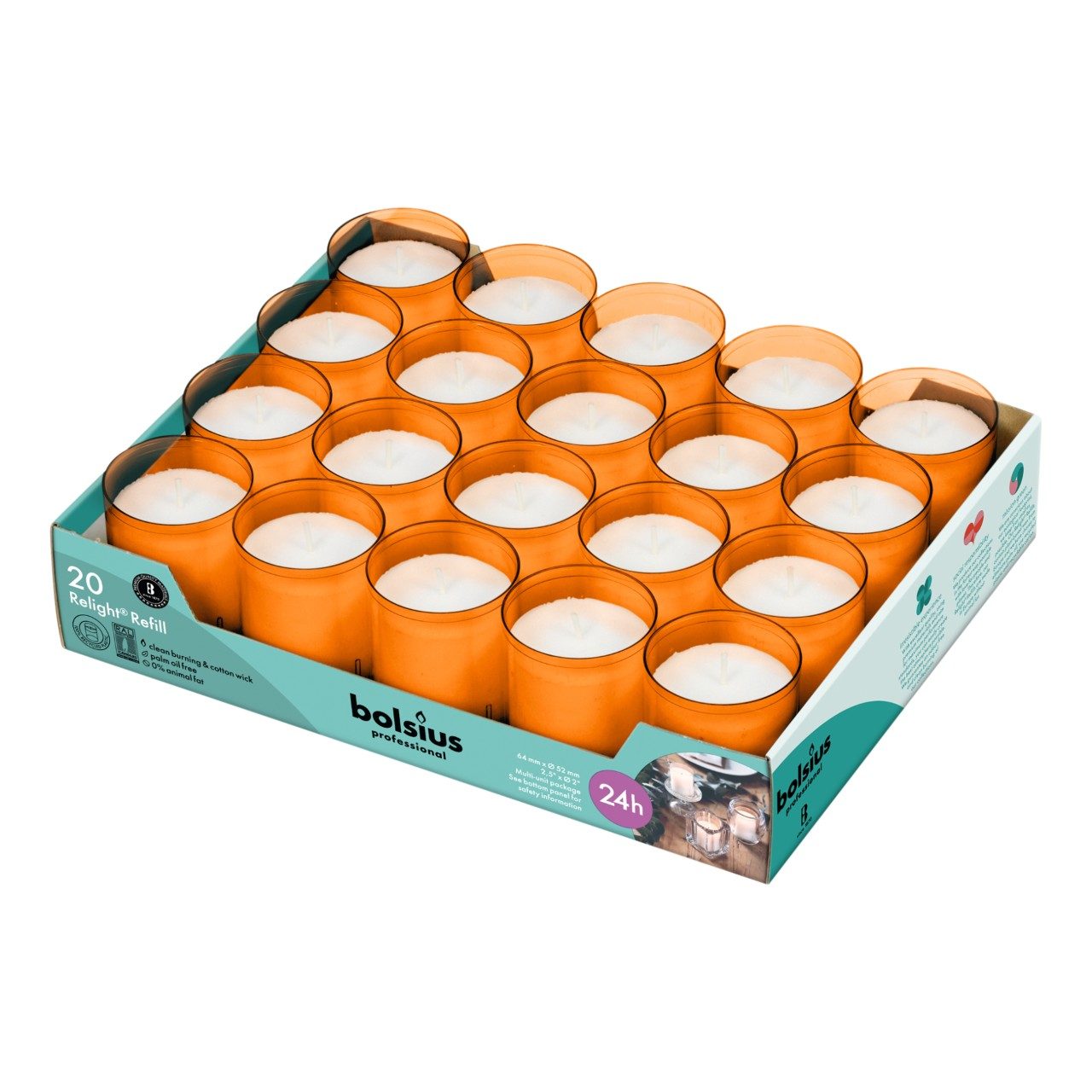Refills oranje 24 branduren tray 20 stuks
