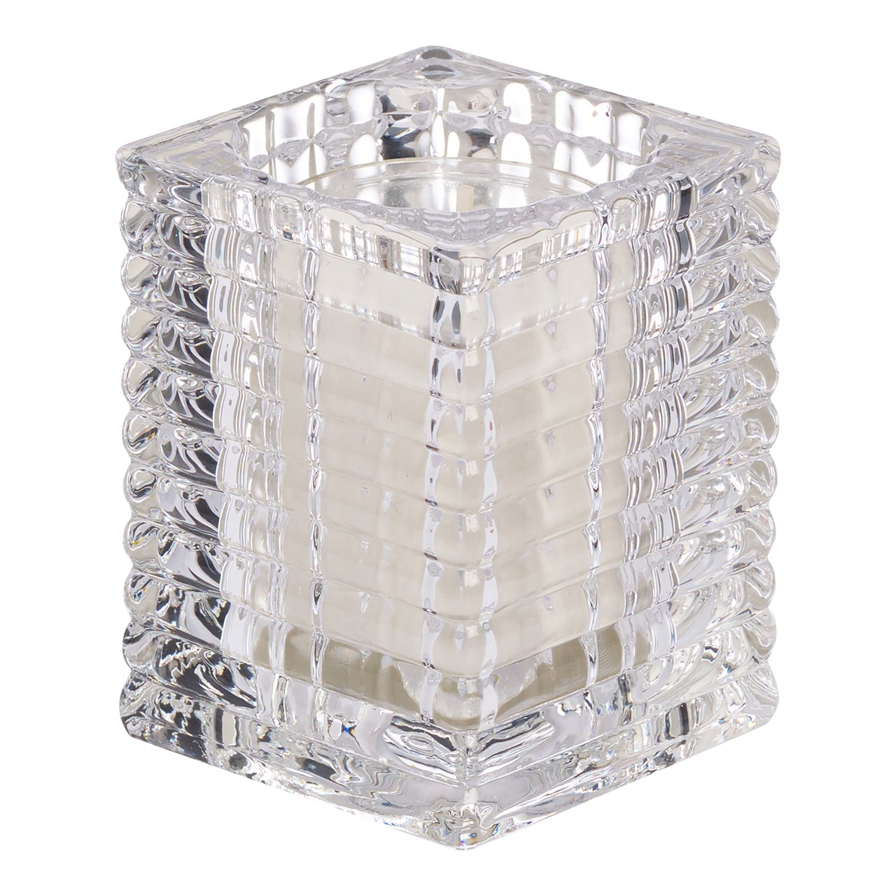Theelichthouder, Ribbed, Transparant